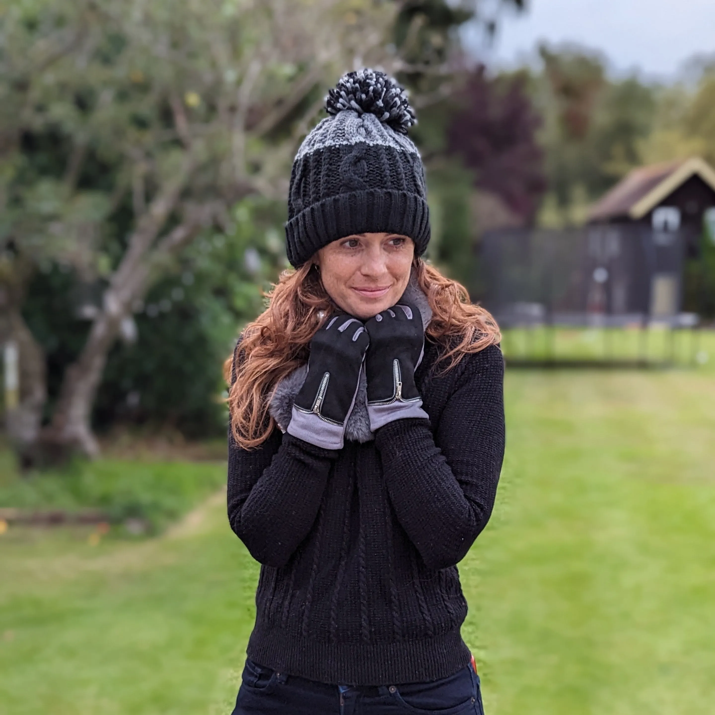 Half & Half PomPom Hat
