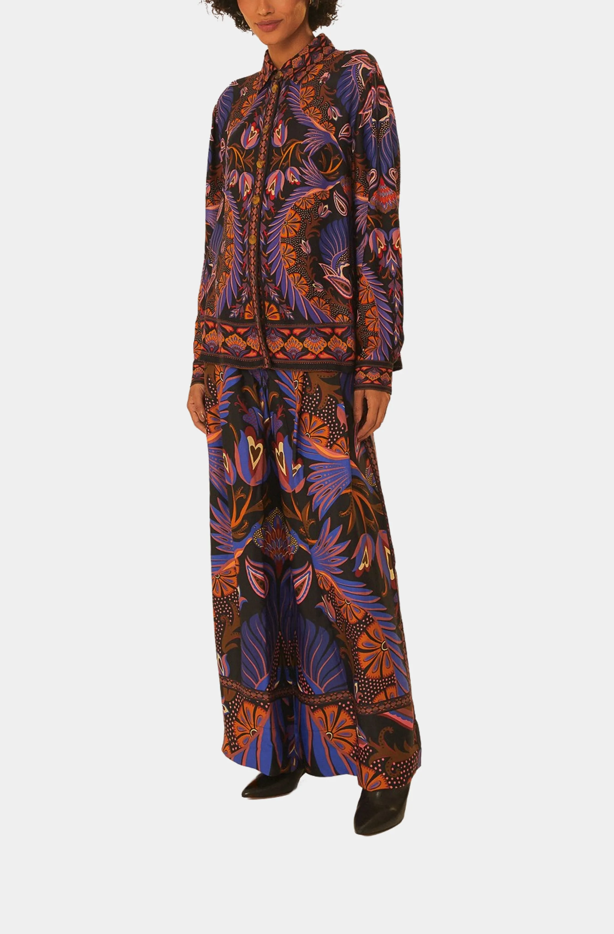 Heart Forest Black Double Waistband Pants