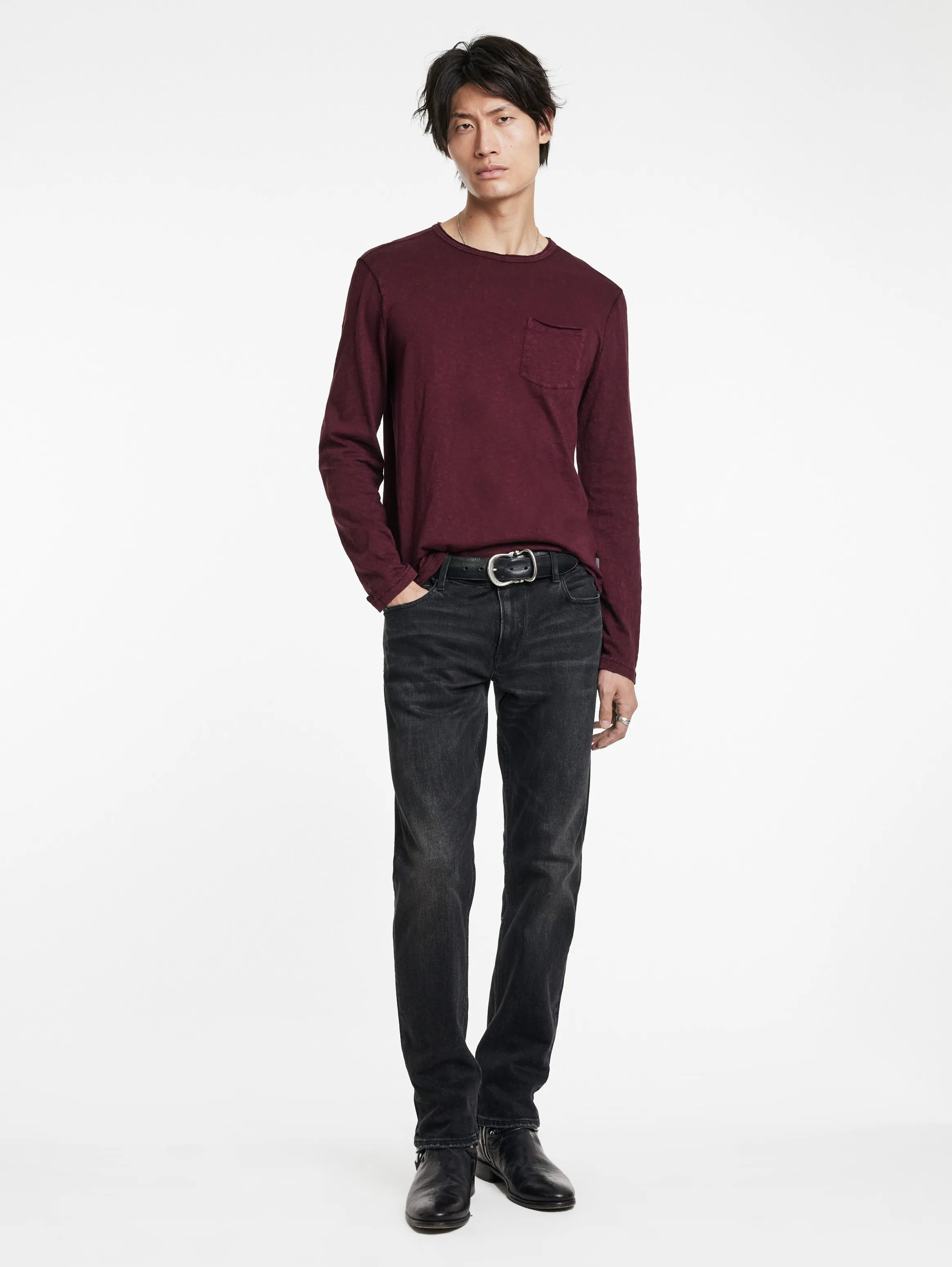 John Varvatos Crew With T-Hue Dye | Dark Plum