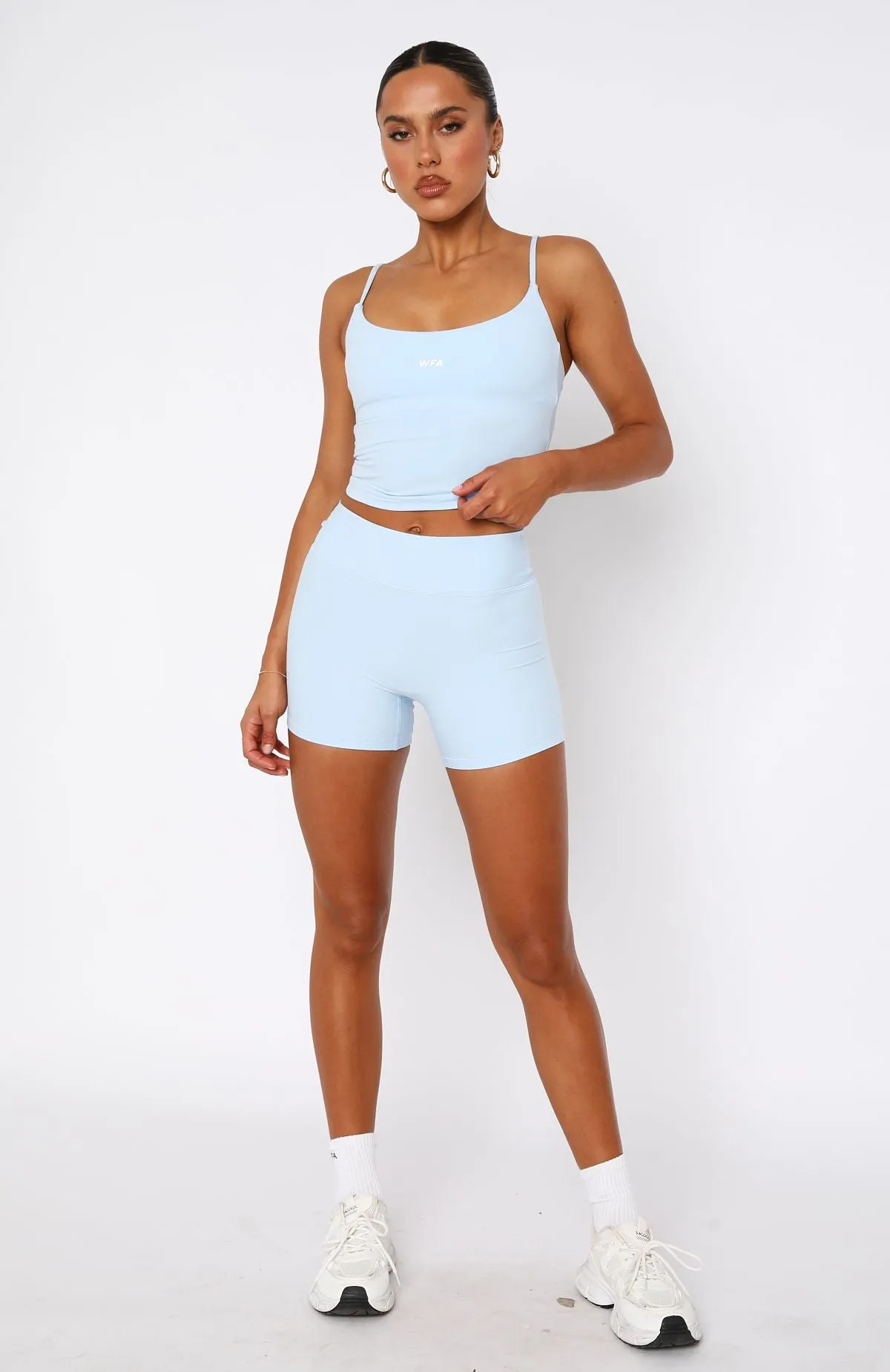 Keep Up High Waisted Shorts 4" Baby Blue