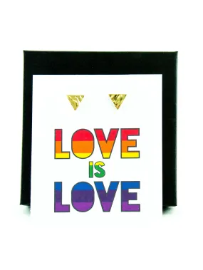 Love is Love LGBTQ  Rainbow Triangle Stud Earrings Gift