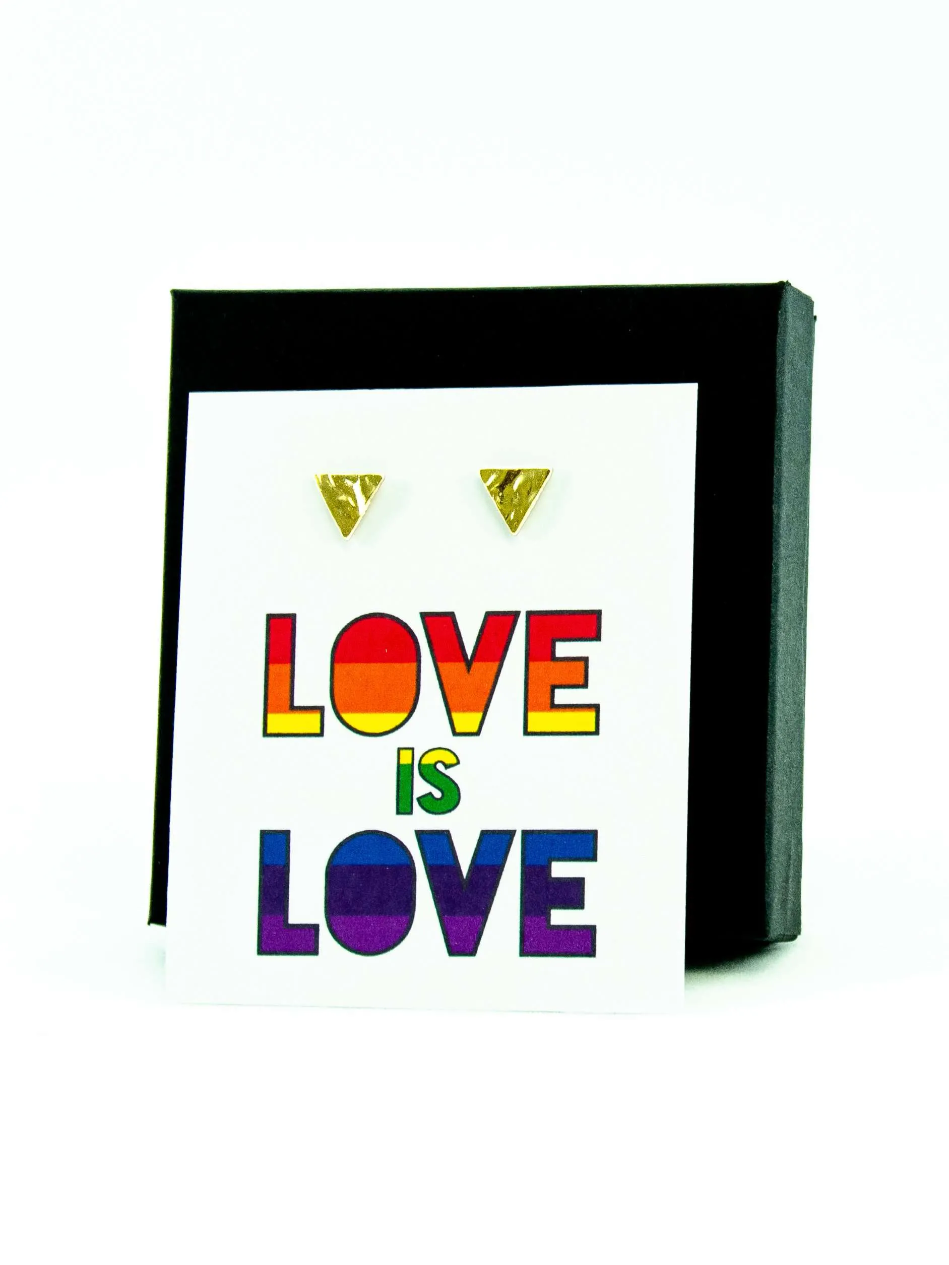 Love is Love LGBTQ  Rainbow Triangle Stud Earrings Gift