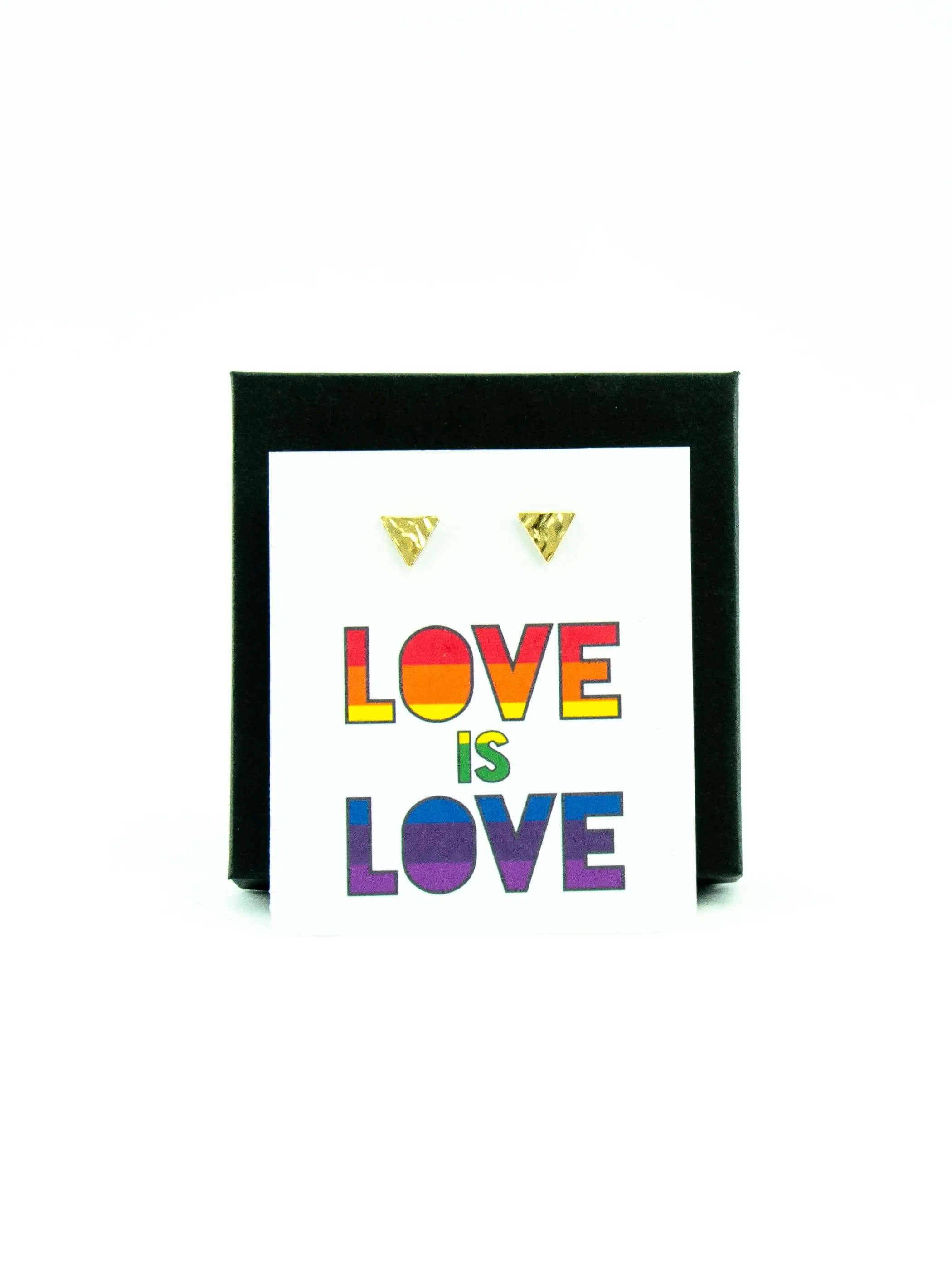Love is Love LGBTQ  Rainbow Triangle Stud Earrings Gift