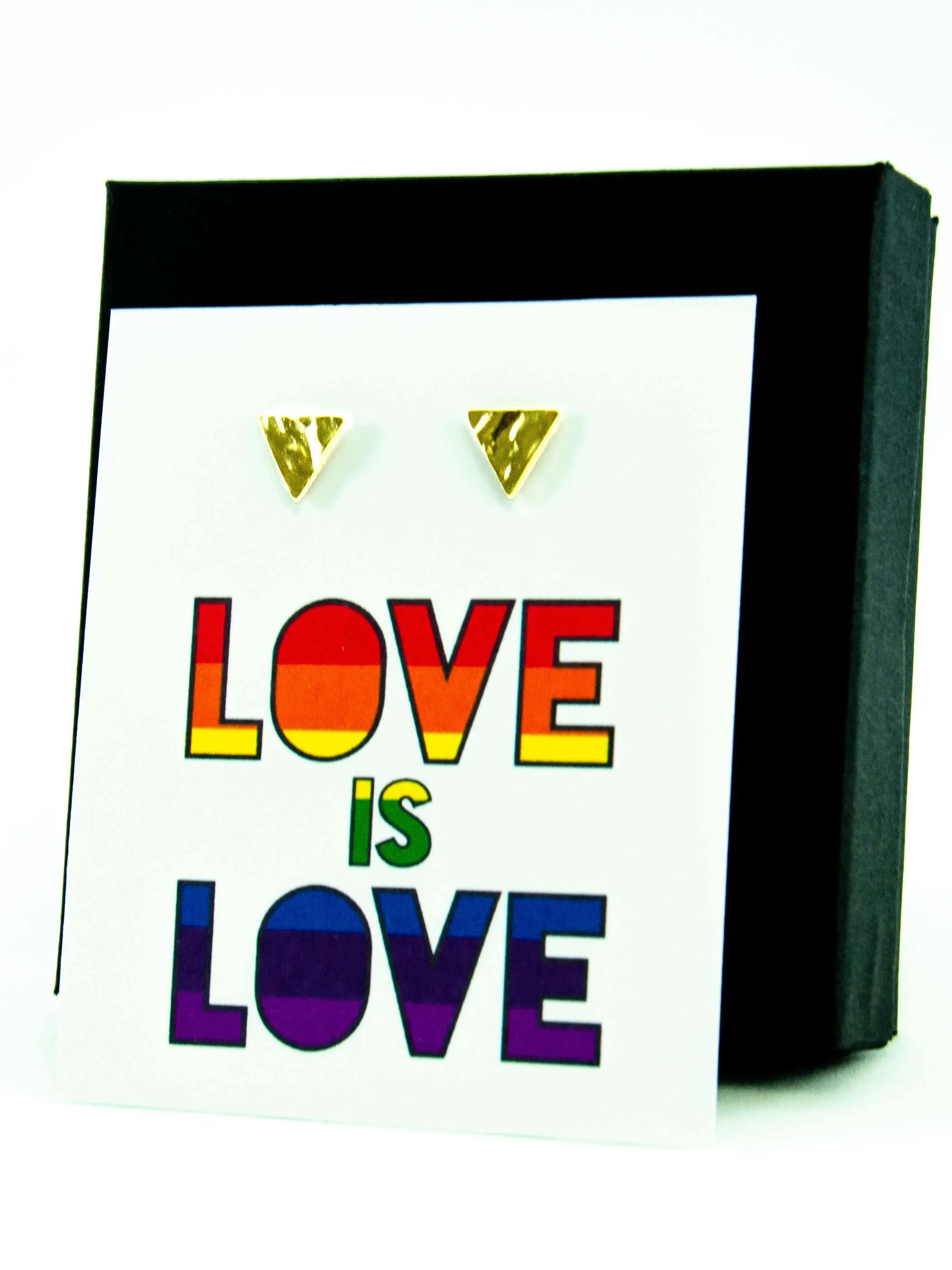 Love is Love LGBTQ  Rainbow Triangle Stud Earrings Gift