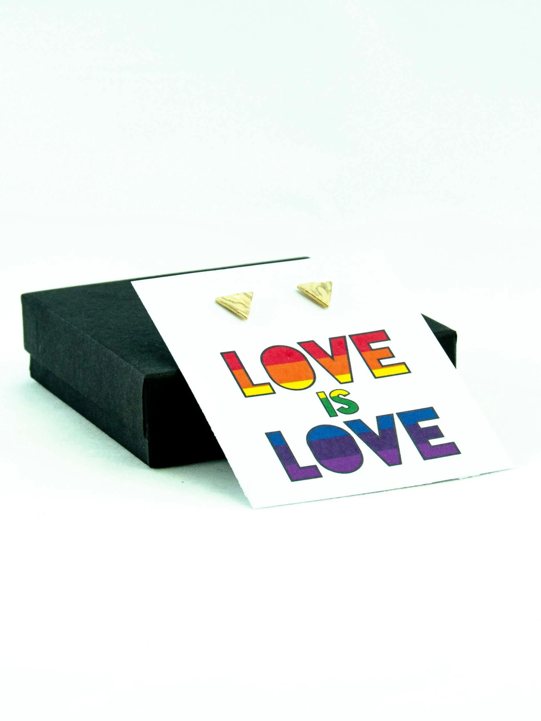 Love is Love LGBTQ  Rainbow Triangle Stud Earrings Gift