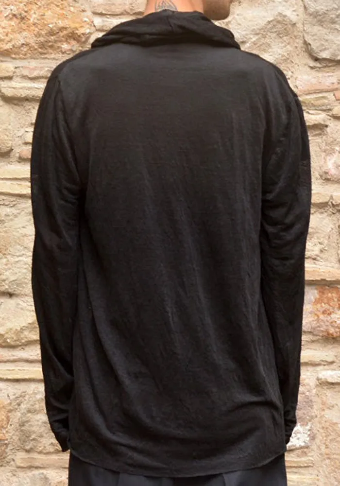 m.a  by Maurizio Amadei HOODED OPEN FRONT CARDIGAN BLACK