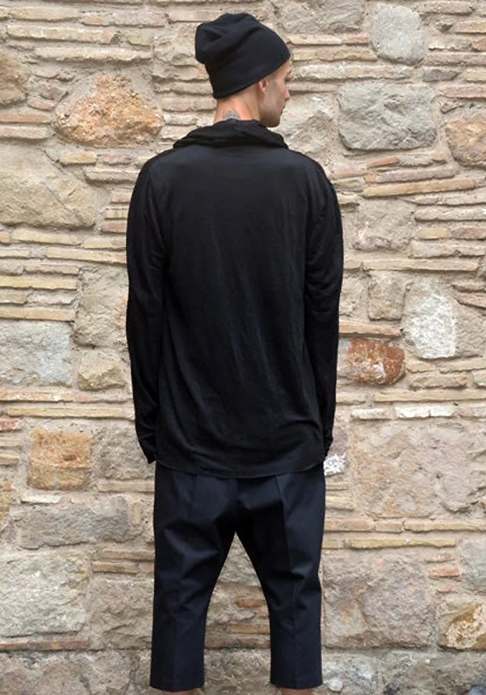 m.a  by Maurizio Amadei HOODED OPEN FRONT CARDIGAN BLACK
