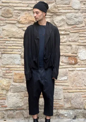 m.a  by Maurizio Amadei HOODED OPEN FRONT CARDIGAN BLACK
