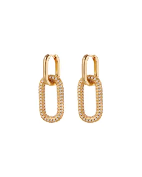 Pave Simone Loop Hoops- Gold