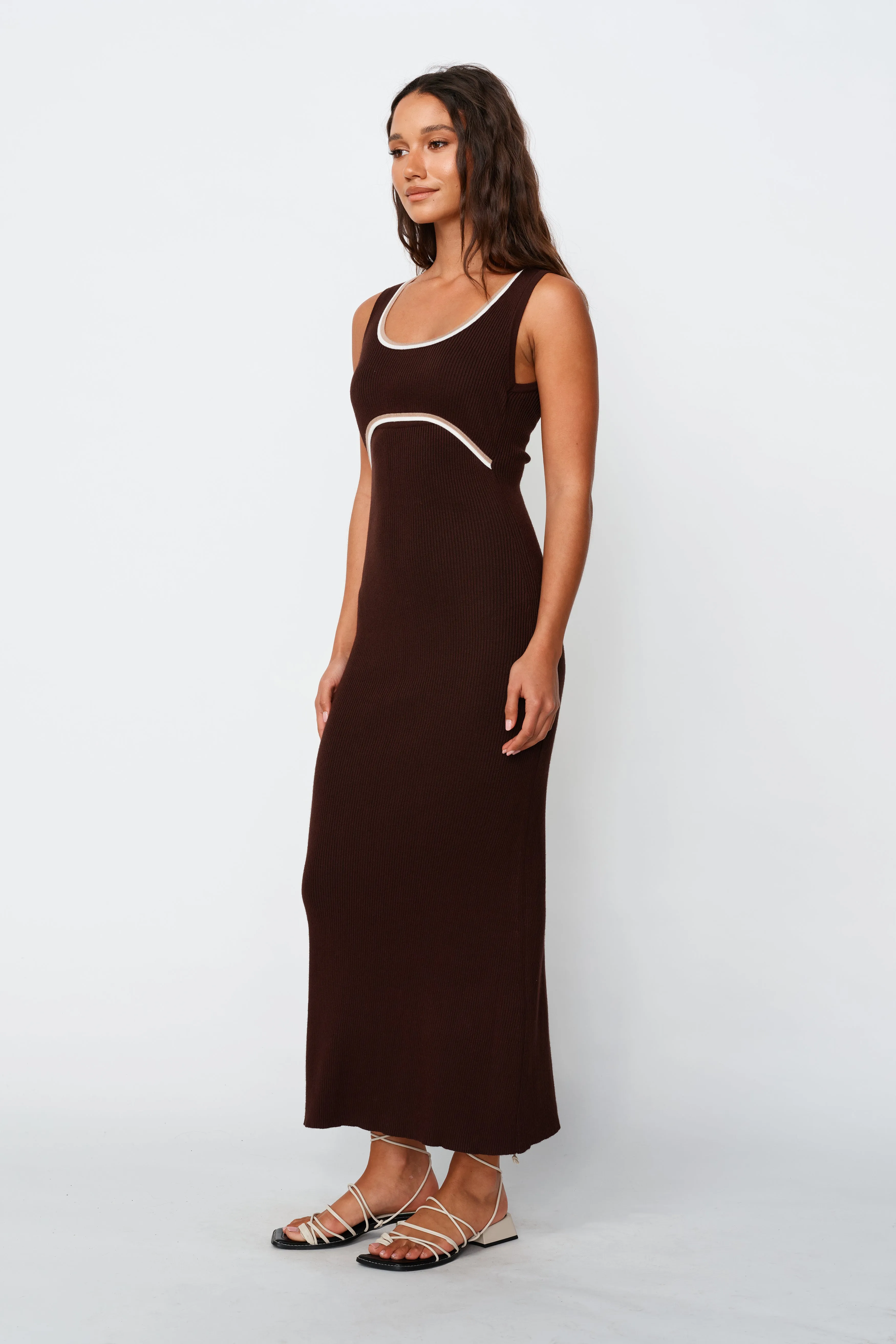 Rowe Knit Scoop Tank Dress - Chocolate