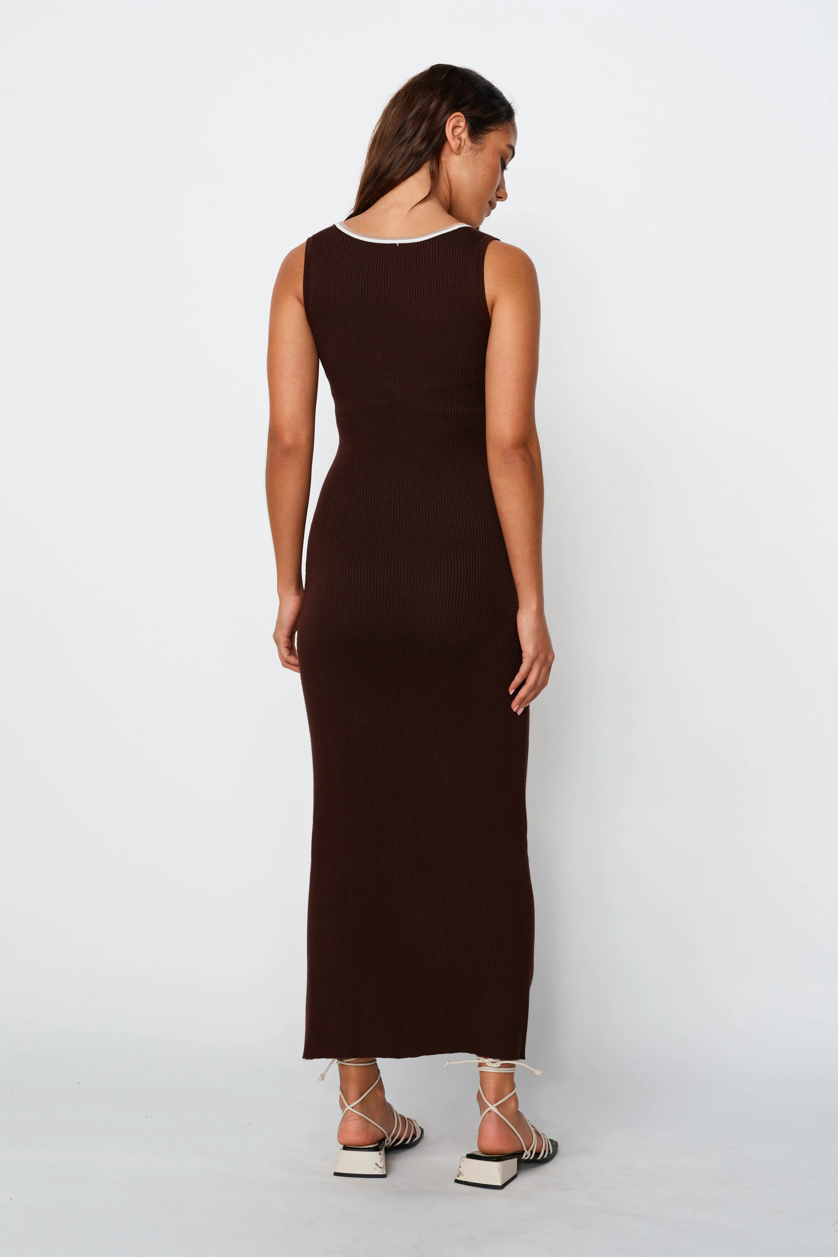 Rowe Knit Scoop Tank Dress - Chocolate