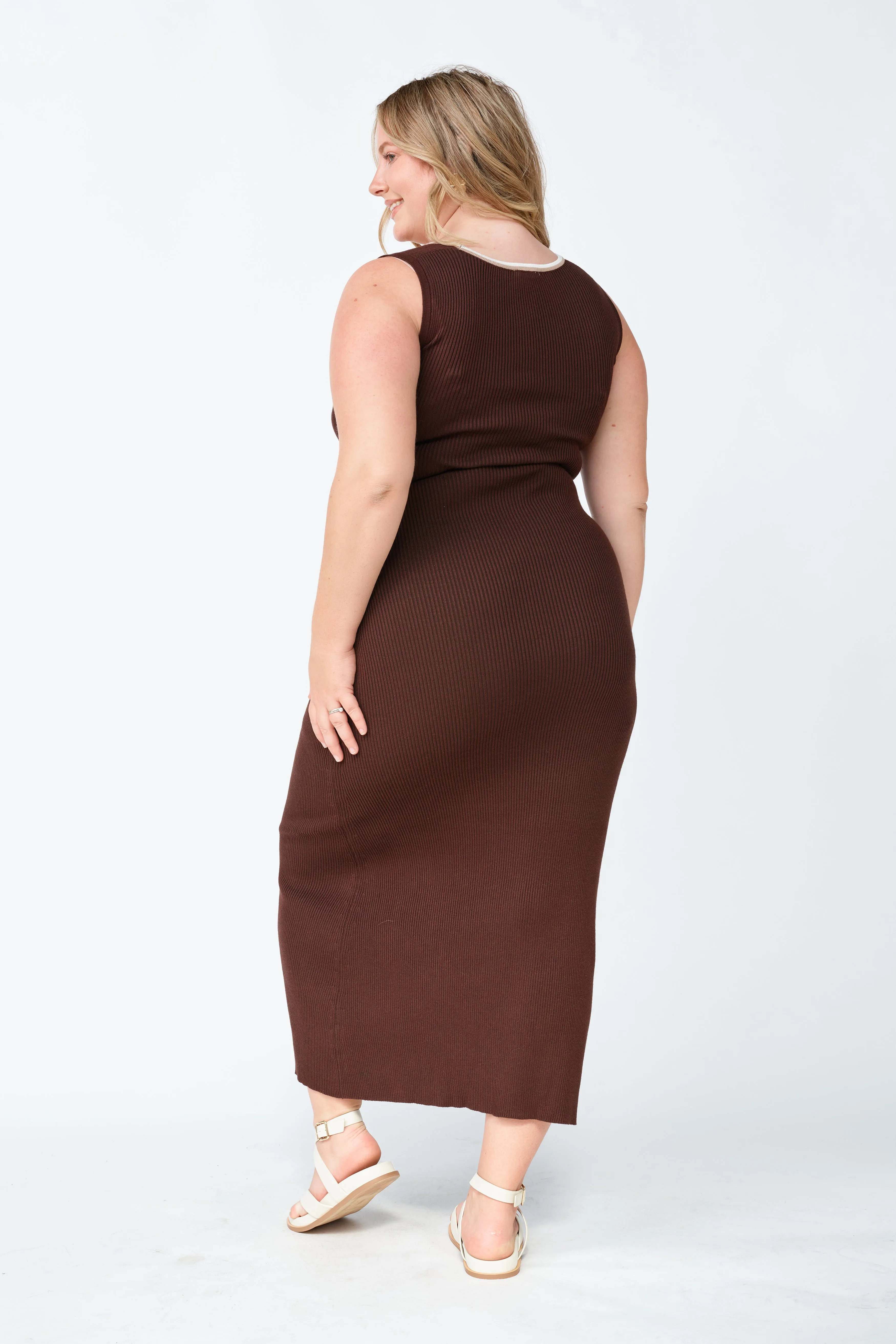 Rowe Knit Scoop Tank Dress - Chocolate