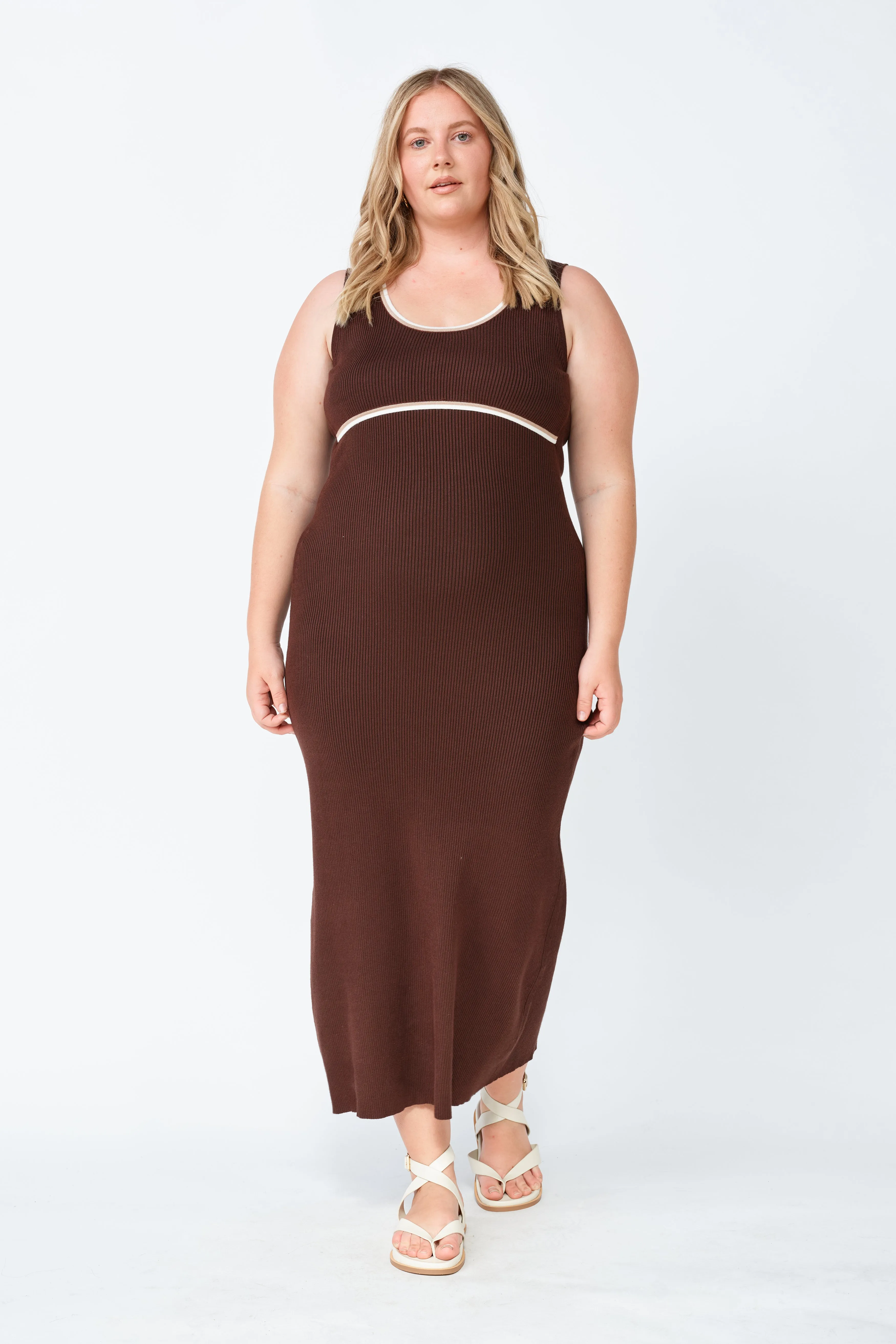 Rowe Knit Scoop Tank Dress - Chocolate