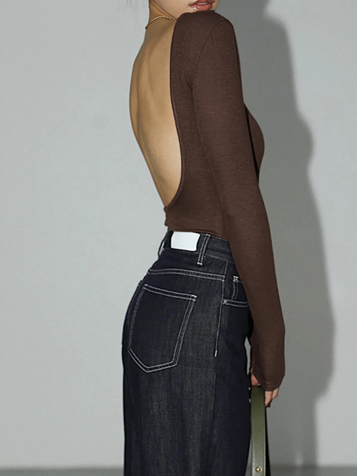 Solid Open Back Bodysuit