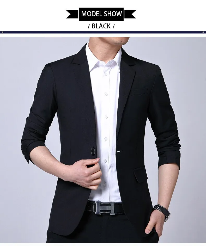 Spring Autumn Suits Men's Smart Casual Slim Fit Korean Solid Color Suits Professional Wear Blazer Jacket