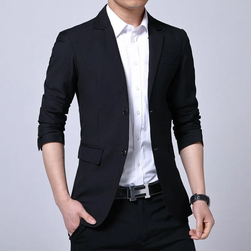 Spring Autumn Suits Men's Smart Casual Slim Fit Korean Solid Color Suits Professional Wear Blazer Jacket