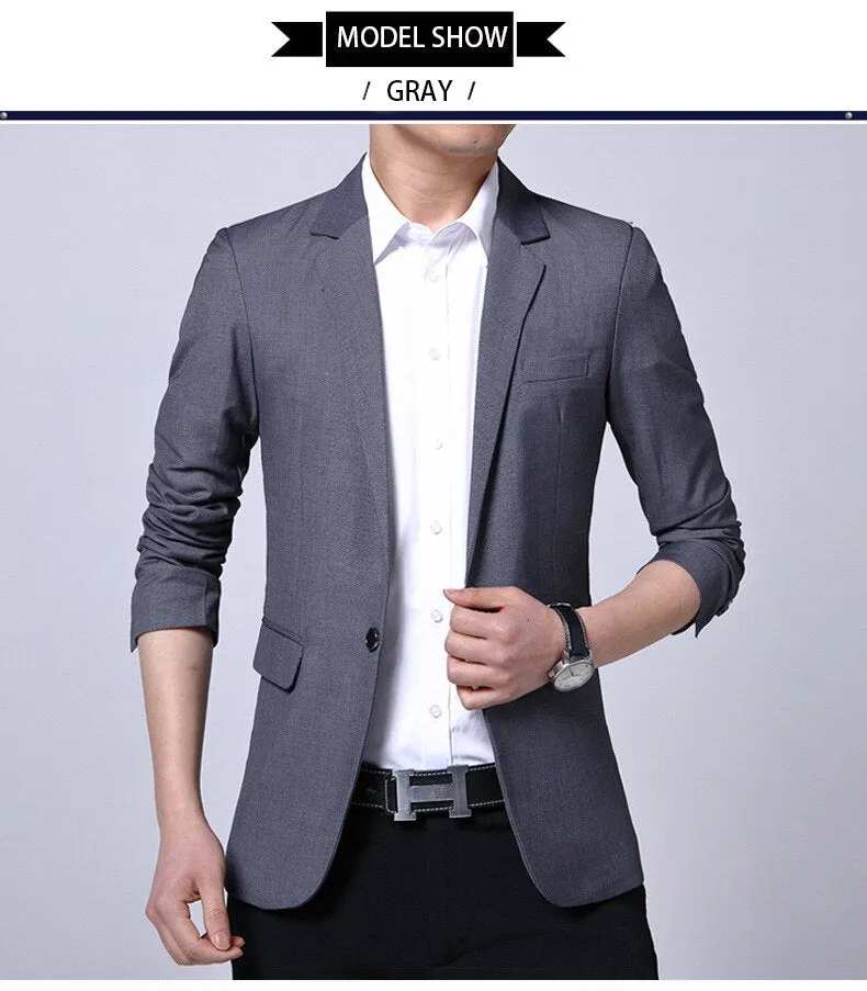Spring Autumn Suits Men's Smart Casual Slim Fit Korean Solid Color Suits Professional Wear Blazer Jacket