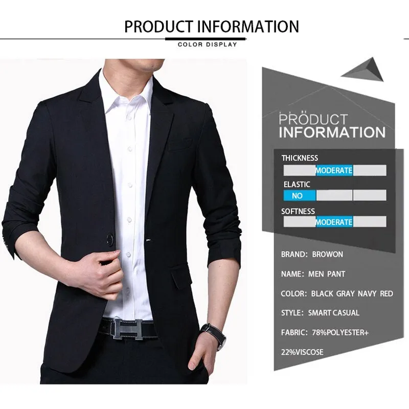 Spring Autumn Suits Men's Smart Casual Slim Fit Korean Solid Color Suits Professional Wear Blazer Jacket