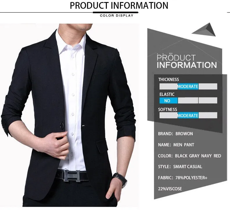 Spring Autumn Suits Men's Smart Casual Slim Fit Korean Solid Color Suits Professional Wear Blazer Jacket