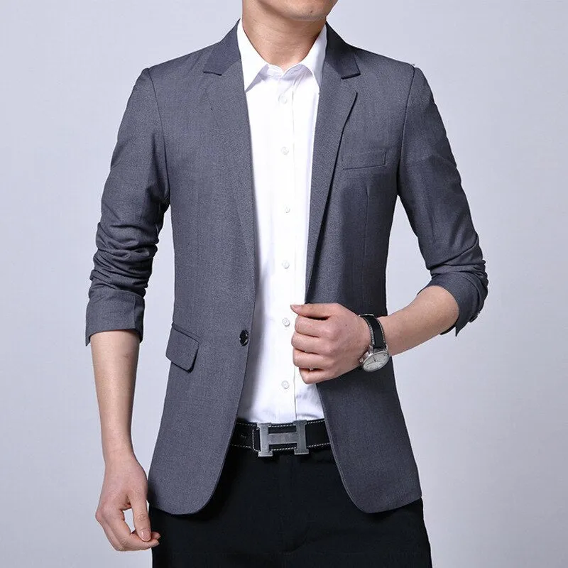 Spring Autumn Suits Men's Smart Casual Slim Fit Korean Solid Color Suits Professional Wear Blazer Jacket