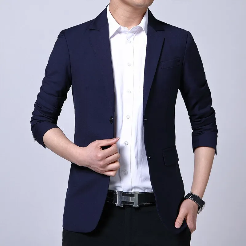 Spring Autumn Suits Men's Smart Casual Slim Fit Korean Solid Color Suits Professional Wear Blazer Jacket