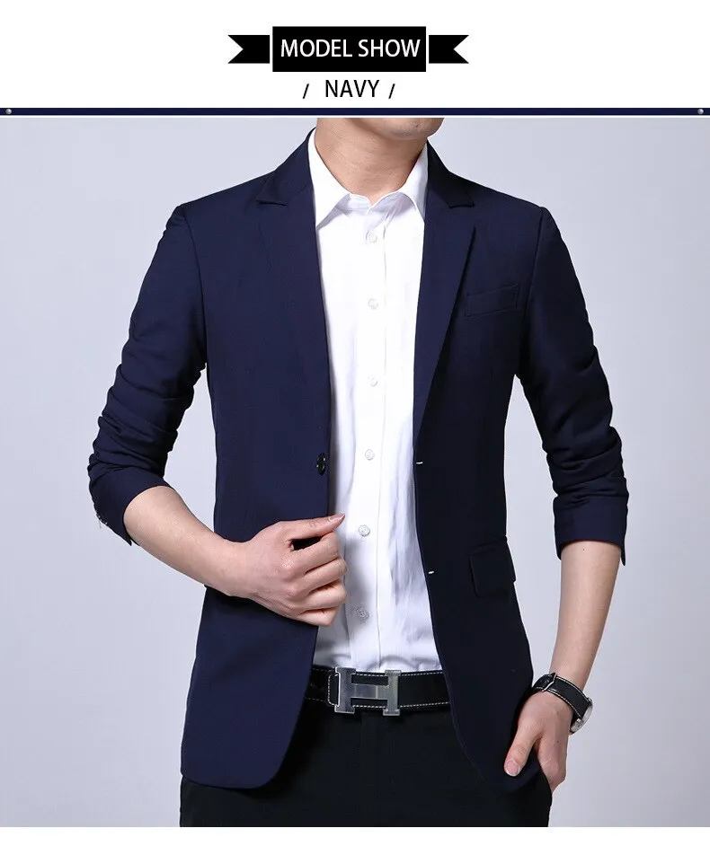 Spring Autumn Suits Men's Smart Casual Slim Fit Korean Solid Color Suits Professional Wear Blazer Jacket