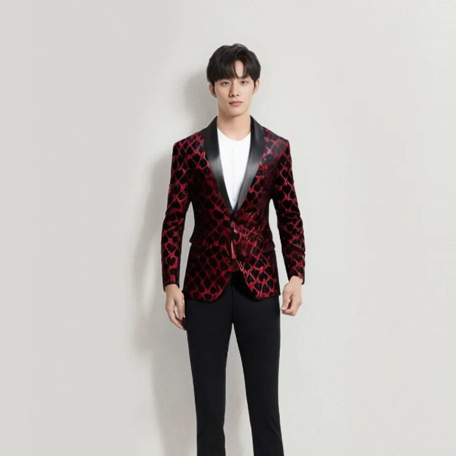 The Black Ace Jacquard Slim Fit Blazer Suit Jacket