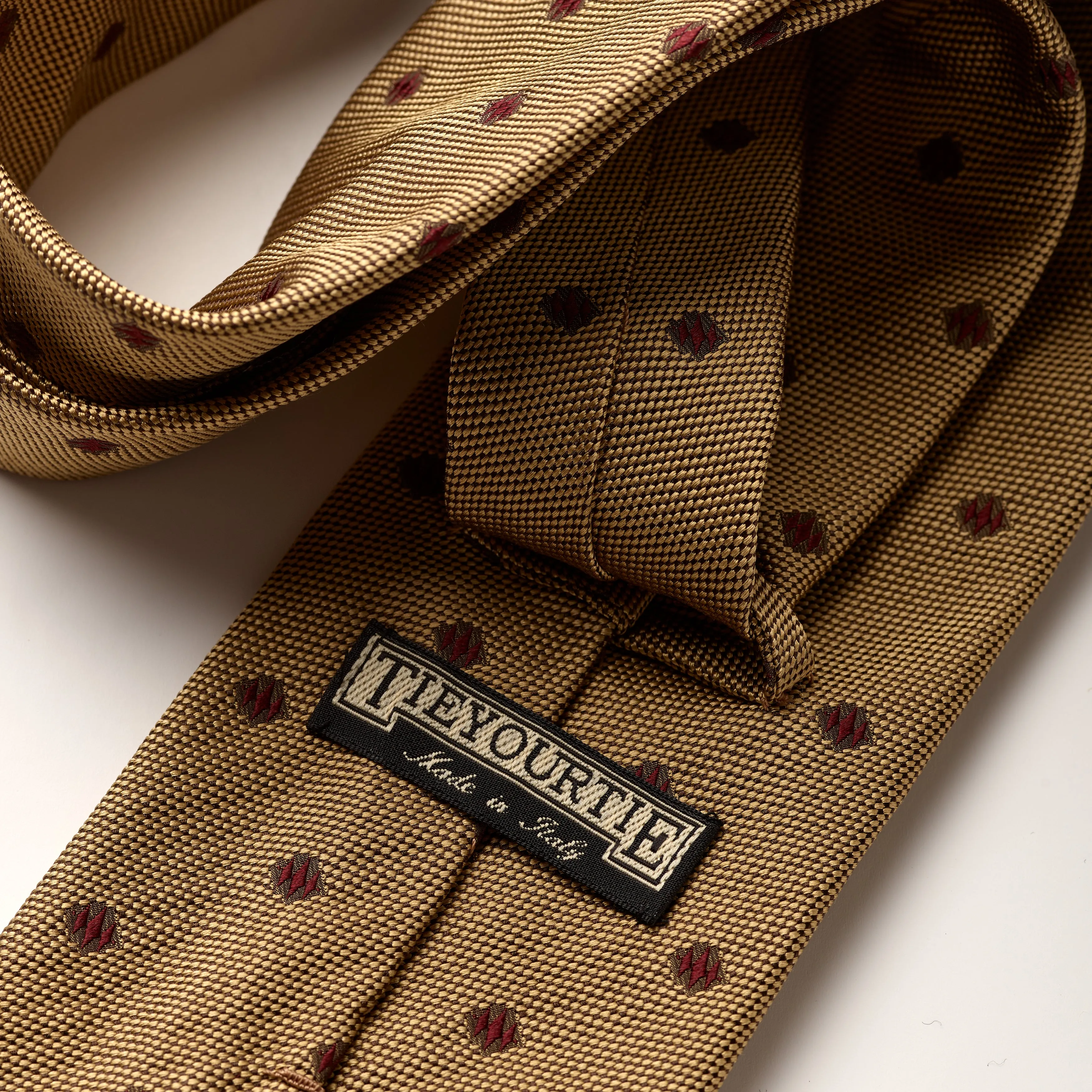 Tie Your Tie Gold & Brown Silk Geometric Tie