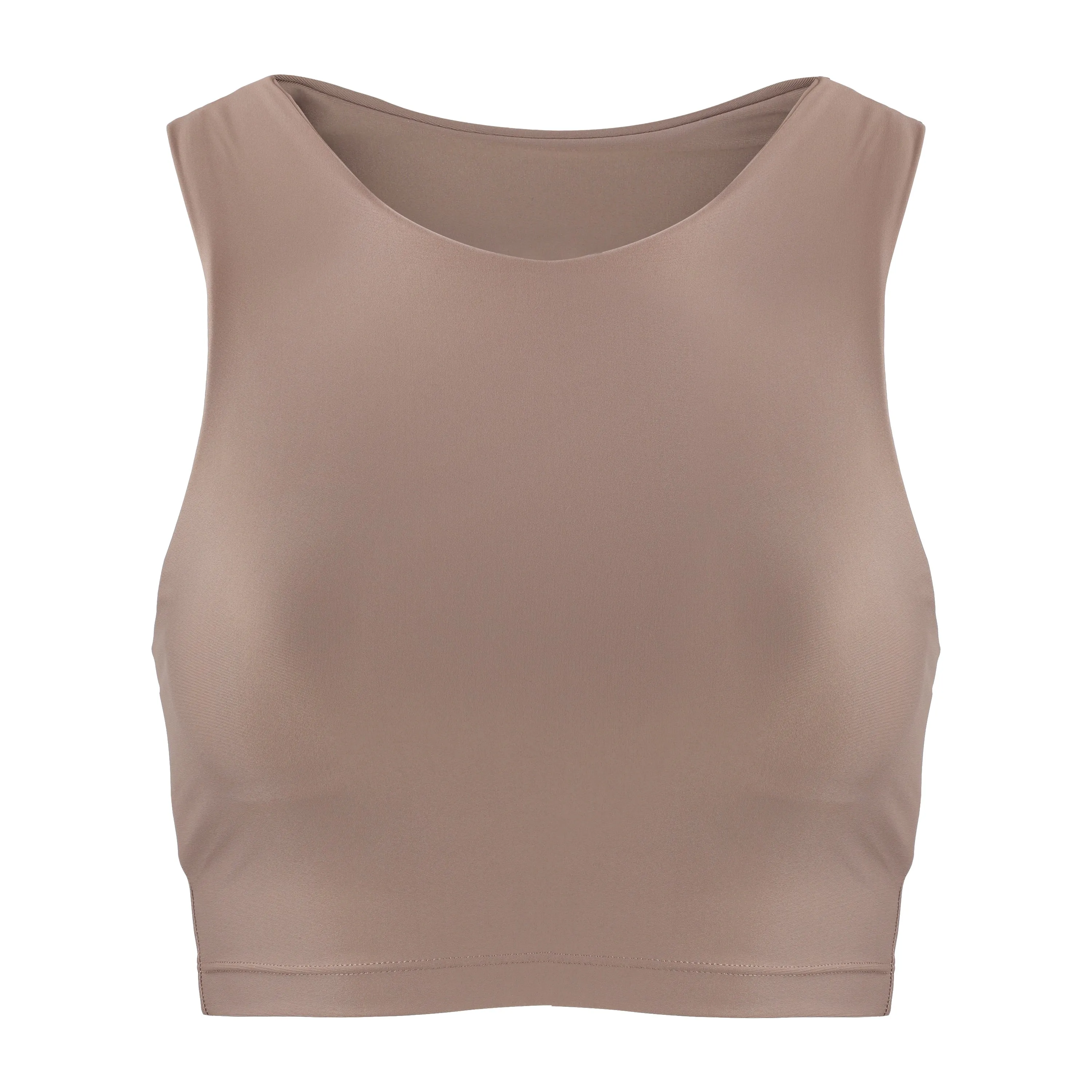 Tula High Neck Racer Back Crop Top | Recycled Nylon | Sand