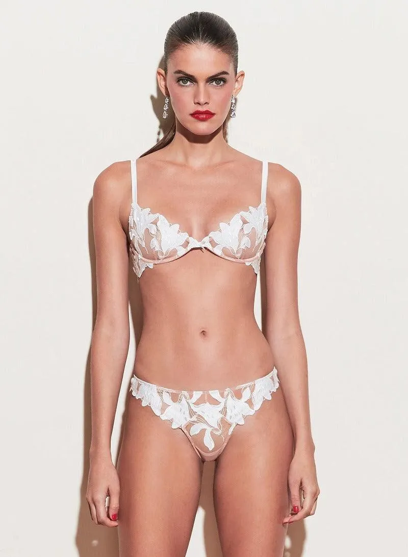 Ultra-Thin Embroidered Mesh Lingerie Set - Lace & Bow Accents