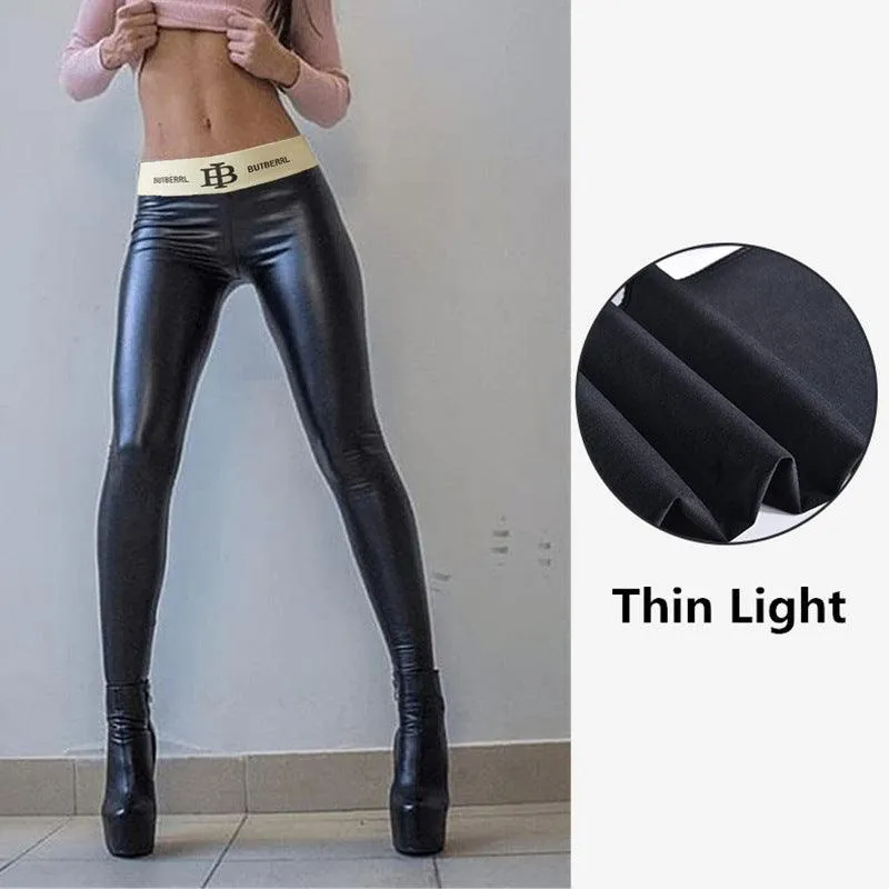 Women's Letter Graphic High Rise Faux Leather Skinny Pants